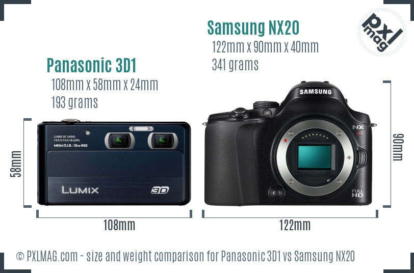 Panasonic 3D1 vs Samsung NX20 size comparison