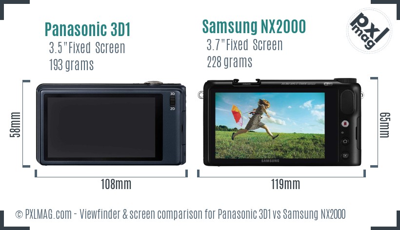 Panasonic 3D1 vs Samsung NX2000 Screen and Viewfinder comparison