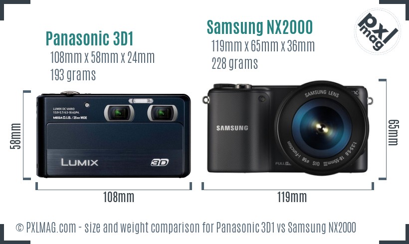 Panasonic 3D1 vs Samsung NX2000 size comparison
