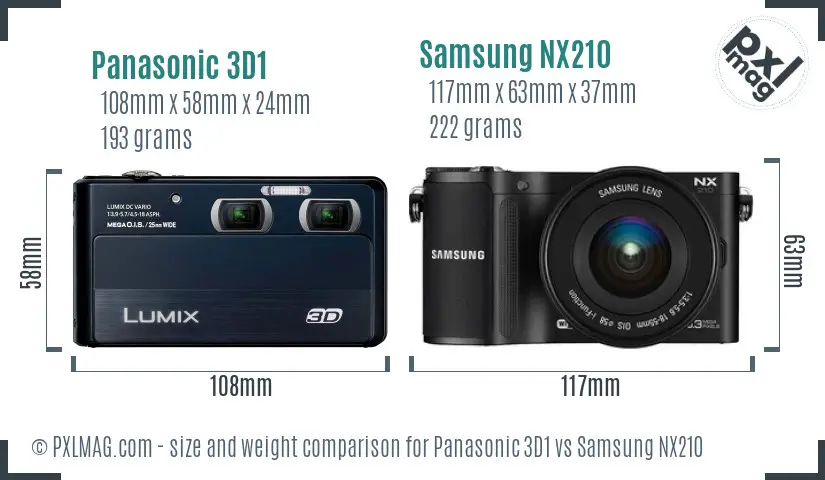 Panasonic 3D1 vs Samsung NX210 size comparison