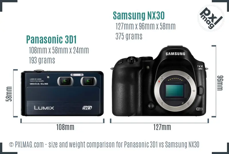 Panasonic 3D1 vs Samsung NX30 size comparison