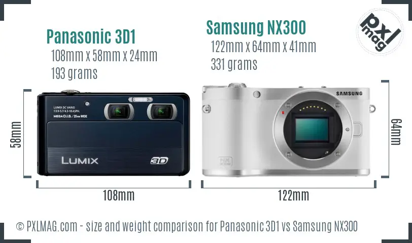Panasonic 3D1 vs Samsung NX300 size comparison