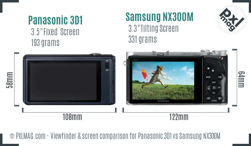 Panasonic 3D1 vs Samsung NX300M Screen and Viewfinder comparison