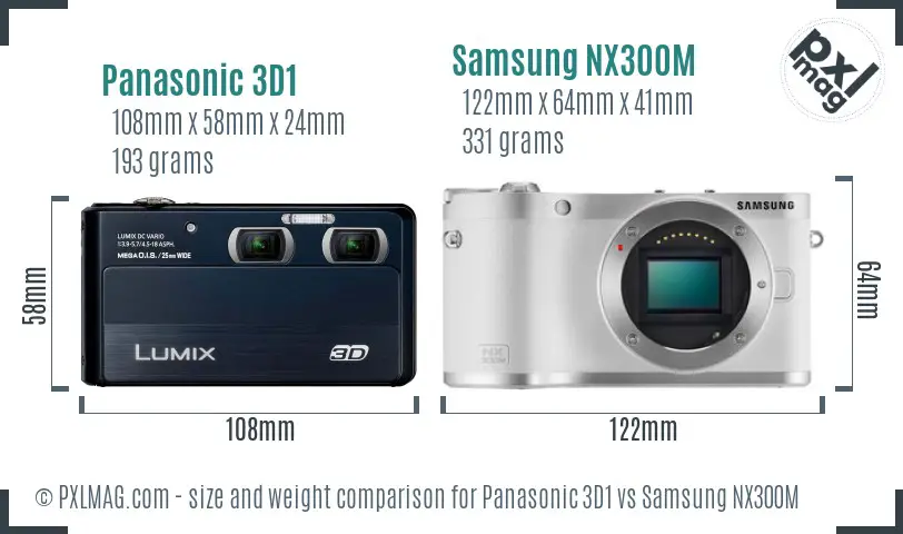 Panasonic 3D1 vs Samsung NX300M size comparison