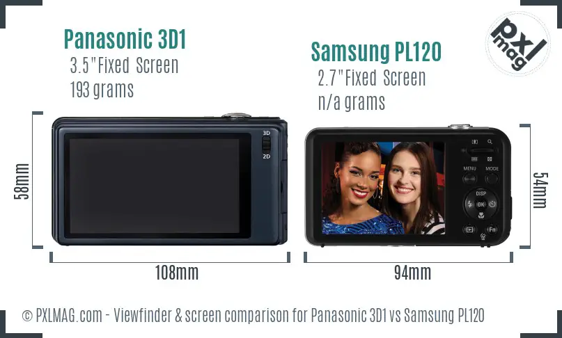Panasonic 3D1 vs Samsung PL120 Screen and Viewfinder comparison