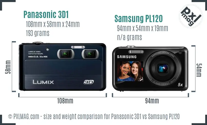 Panasonic 3D1 vs Samsung PL120 size comparison