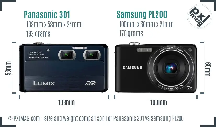 Panasonic 3D1 vs Samsung PL200 size comparison