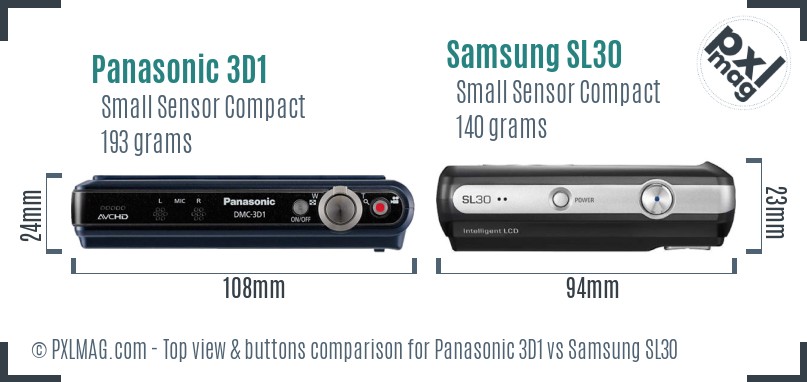 Panasonic 3D1 vs Samsung SL30 top view buttons comparison
