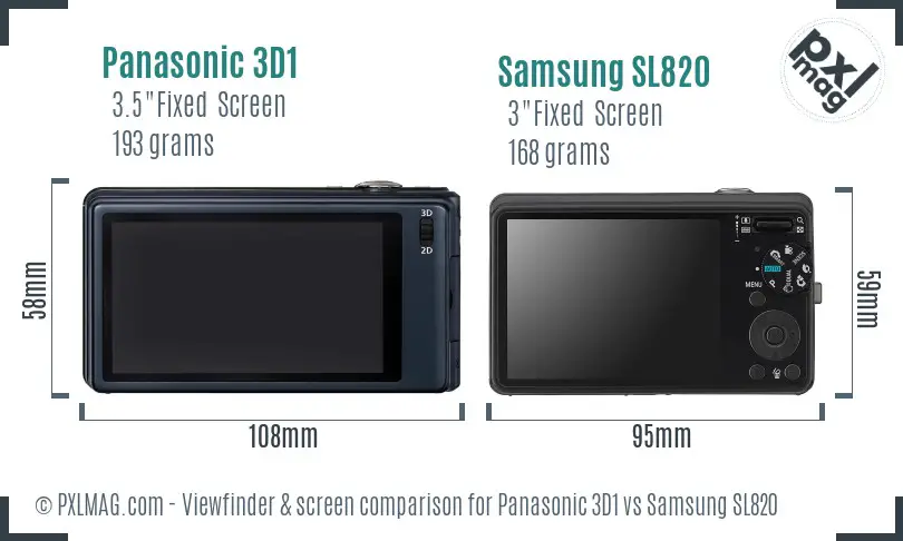 Panasonic 3D1 vs Samsung SL820 Screen and Viewfinder comparison