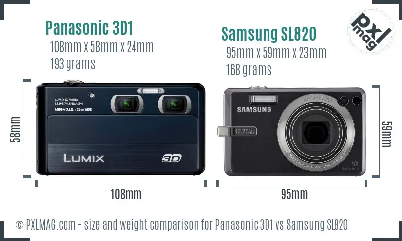 Panasonic 3D1 vs Samsung SL820 size comparison