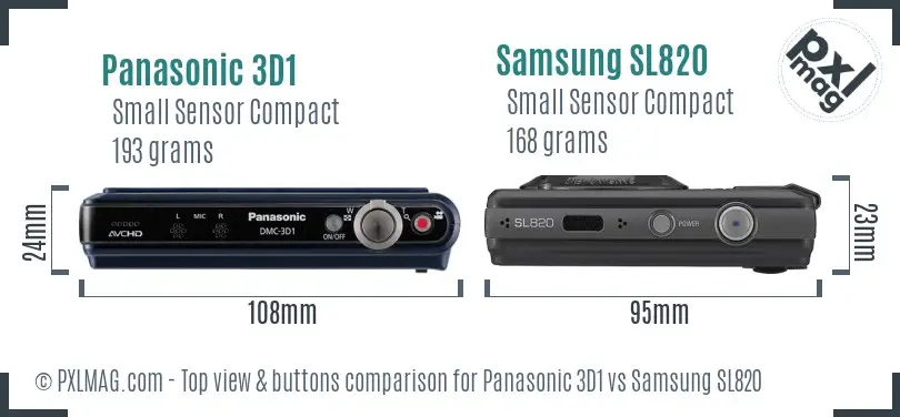Panasonic 3D1 vs Samsung SL820 top view buttons comparison