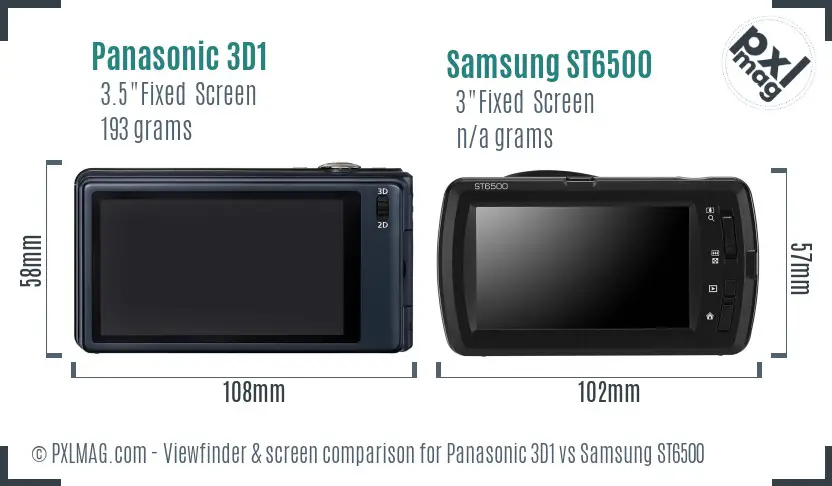 Panasonic 3D1 vs Samsung ST6500 Screen and Viewfinder comparison