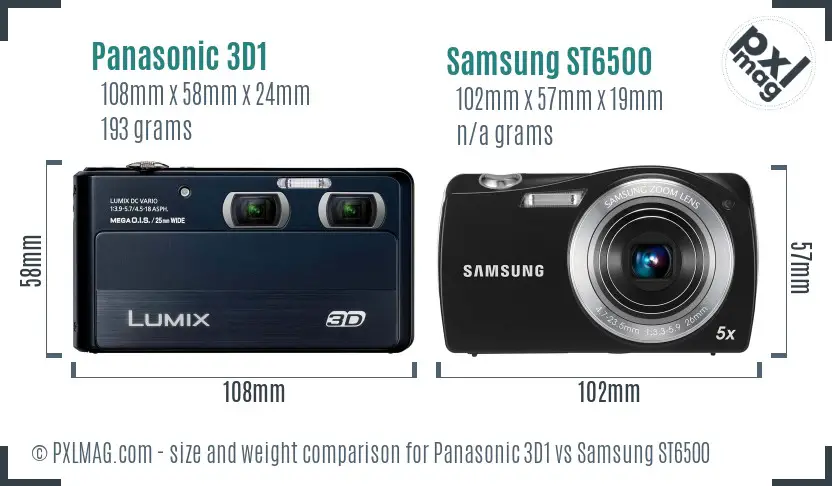 Panasonic 3D1 vs Samsung ST6500 size comparison