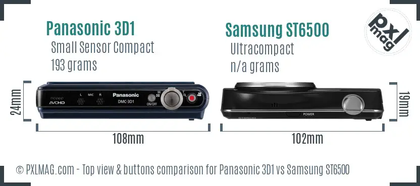 Panasonic 3D1 vs Samsung ST6500 top view buttons comparison