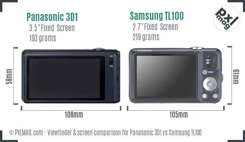 Panasonic 3D1 vs Samsung TL100 Screen and Viewfinder comparison