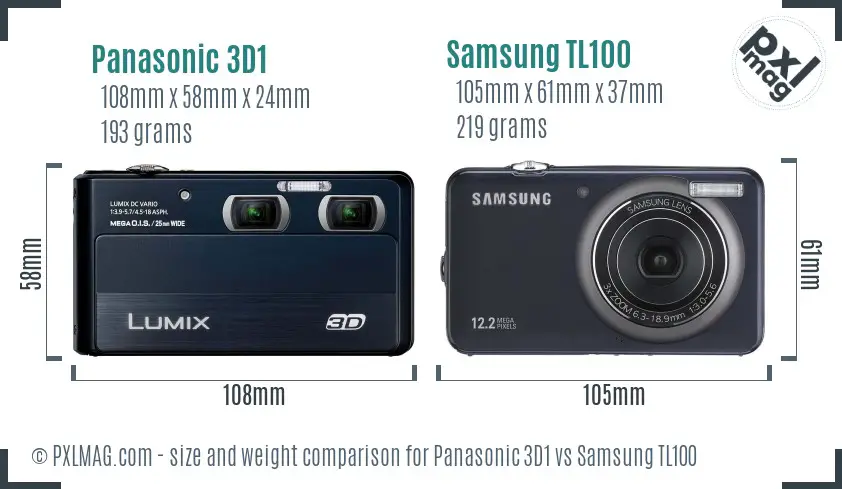 Panasonic 3D1 vs Samsung TL100 size comparison