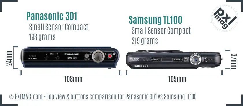 Panasonic 3D1 vs Samsung TL100 top view buttons comparison