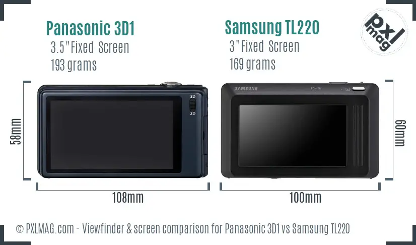 Panasonic 3D1 vs Samsung TL220 Screen and Viewfinder comparison Panasonic 3D1 vs Samsung TL220 Screen and Viewfinder comparison
