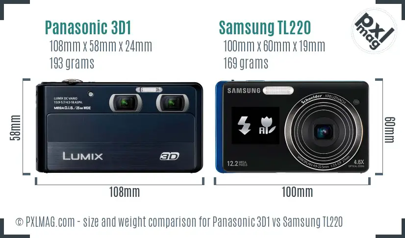Panasonic 3D1 vs Samsung TL220 size comparison Panasonic 3D1 vs Samsung TL220 size comparison