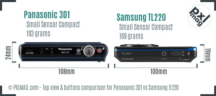 Panasonic 3D1 vs Samsung TL220 top view buttons comparison Panasonic 3D1 vs Samsung TL220 top view buttons comparison