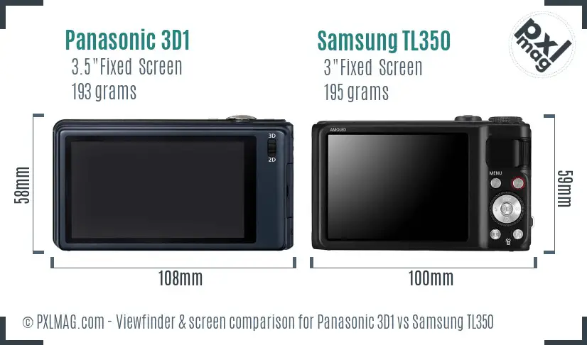 Panasonic 3D1 vs Samsung TL350 Screen and Viewfinder comparison