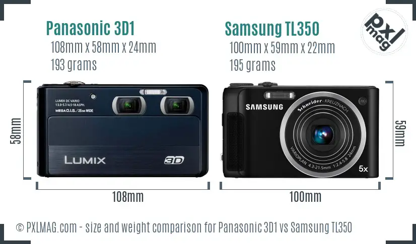 Panasonic 3D1 vs Samsung TL350 size comparison