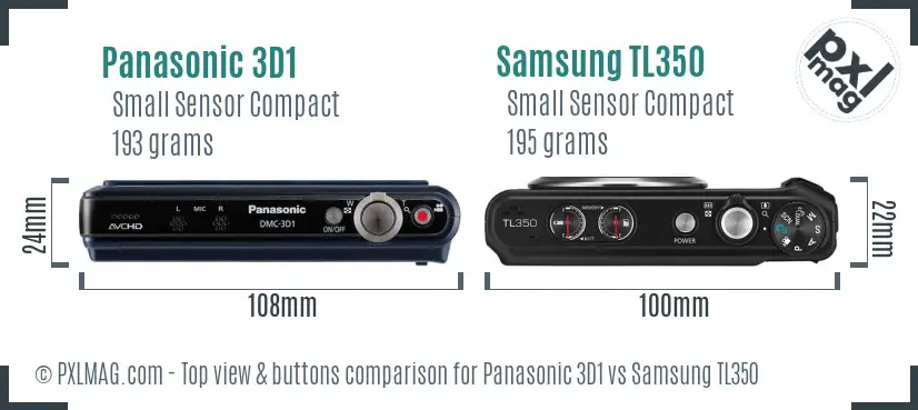 Panasonic 3D1 vs Samsung TL350 top view buttons comparison