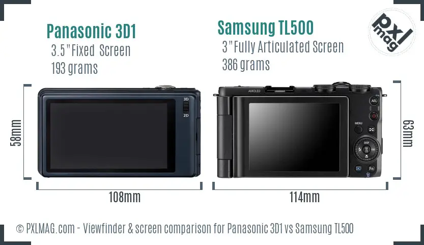 Panasonic 3D1 vs Samsung TL500 Screen and Viewfinder comparison Panasonic 3D1 vs Samsung TL500 Screen and Viewfinder comparison