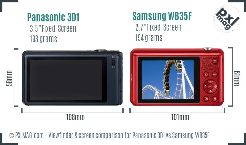 Panasonic 3D1 vs Samsung WB35F Screen and Viewfinder comparison