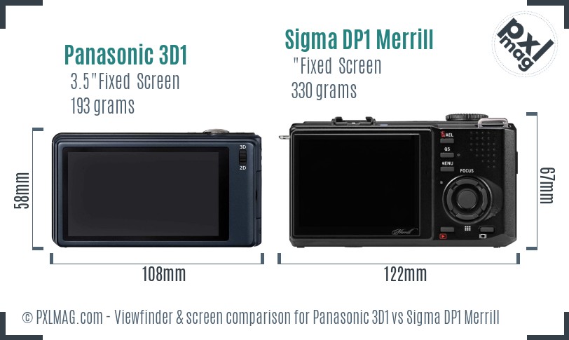 Panasonic 3D1 vs Sigma DP1 Merrill Screen and Viewfinder comparison