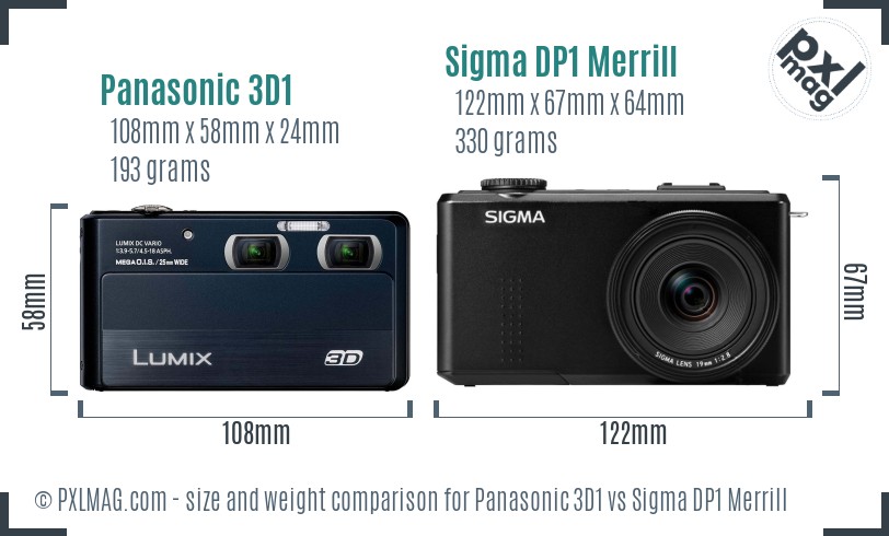 Panasonic 3D1 vs Sigma DP1 Merrill size comparison