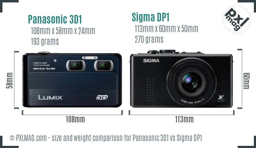 Panasonic 3D1 vs Sigma DP1 size comparison Panasonic 3D1 vs Sigma DP1 size comparison