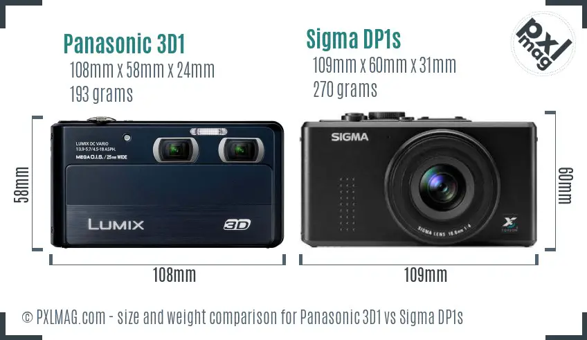 Panasonic 3D1 vs Sigma DP1s size comparison