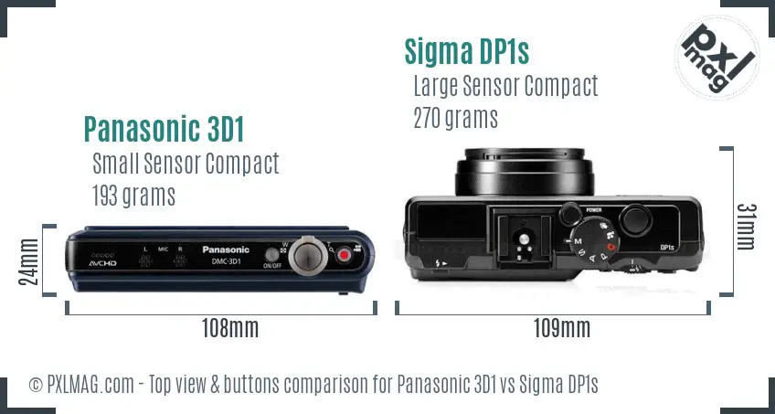 Panasonic 3D1 vs Sigma DP1s top view buttons comparison