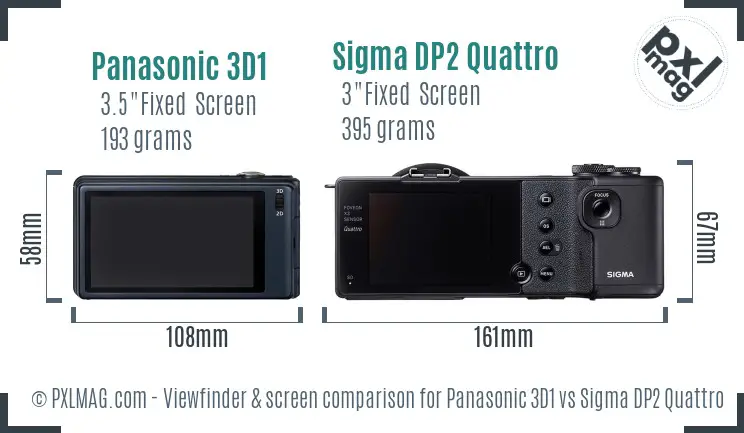 Panasonic 3D1 vs Sigma DP2 Quattro Screen and Viewfinder comparison