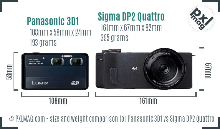 Panasonic 3D1 vs Sigma DP2 Quattro size comparison