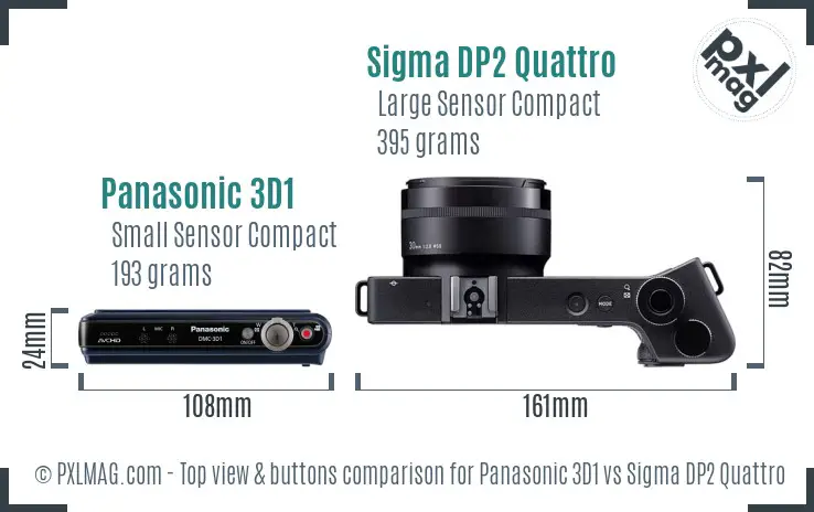 Panasonic 3D1 vs Sigma DP2 Quattro top view buttons comparison