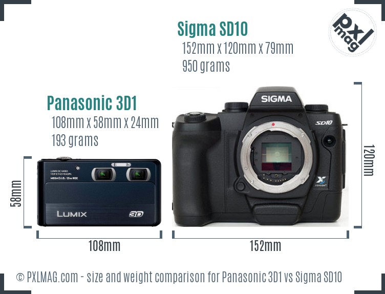 Panasonic 3D1 vs Sigma SD10 size comparison Panasonic 3D1 vs Sigma SD10 size comparison