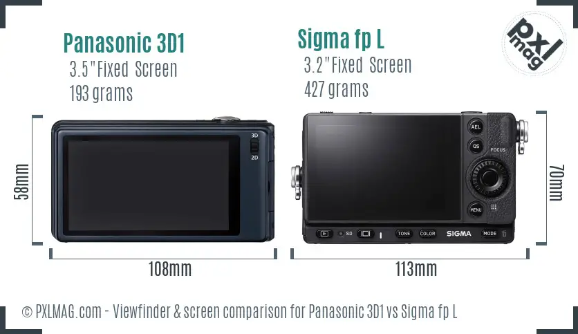 Panasonic 3D1 vs Sigma fp L Screen and Viewfinder comparison