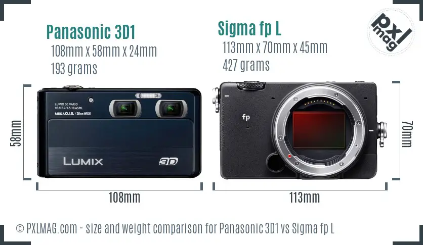 Panasonic 3D1 vs Sigma fp L size comparison