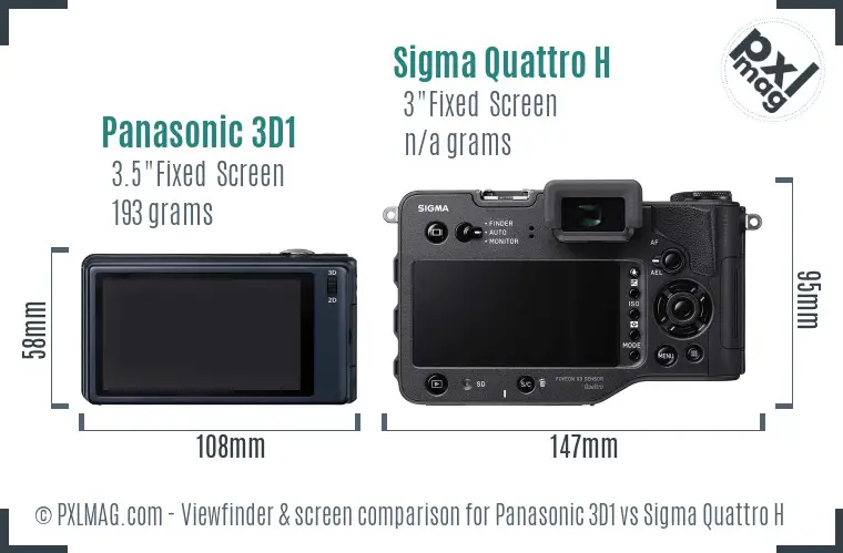 Panasonic 3D1 vs Sigma Quattro H Screen and Viewfinder comparison