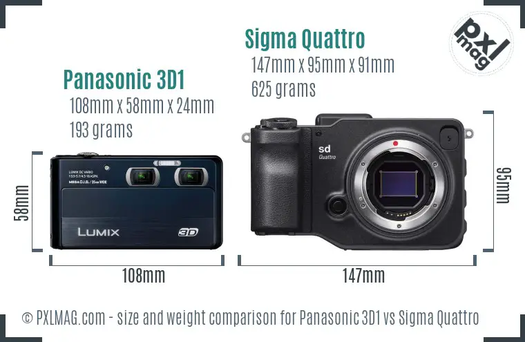 Panasonic 3D1 vs Sigma Quattro size comparison