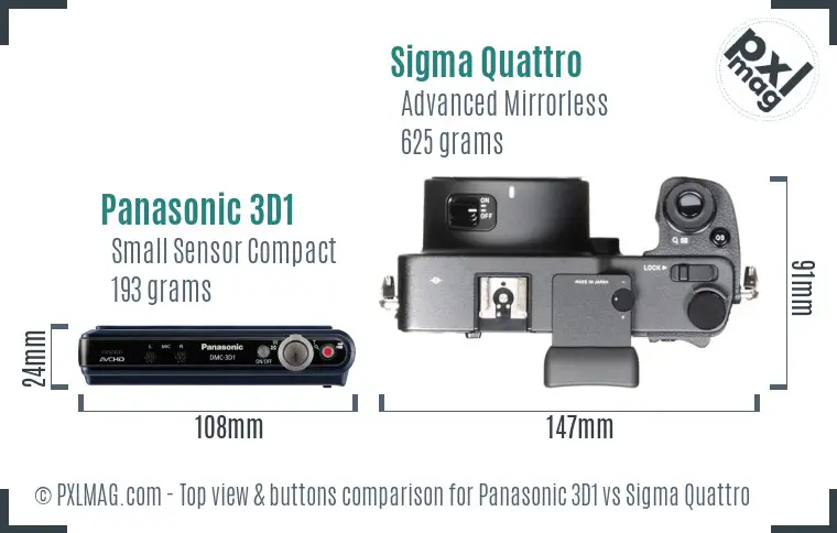 Panasonic 3D1 vs Sigma Quattro top view buttons comparison