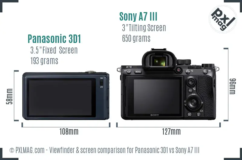 Panasonic 3D1 vs Sony A7 III Screen and Viewfinder comparison