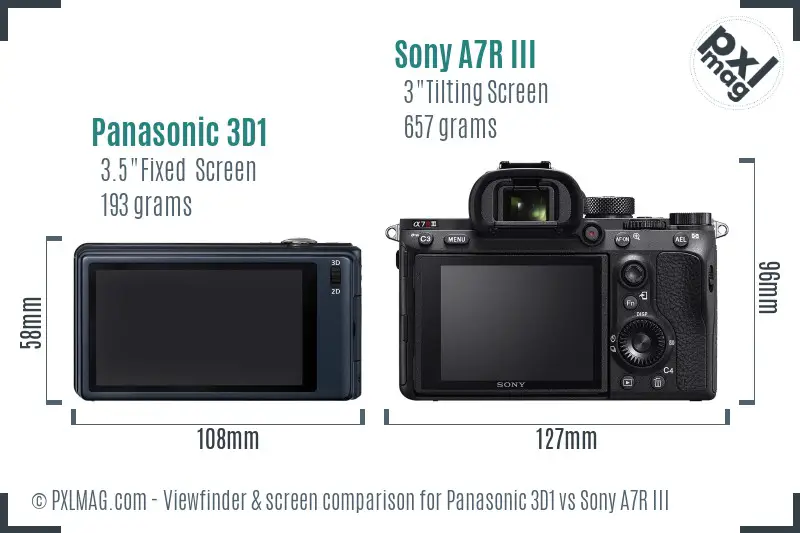 Panasonic 3D1 vs Sony A7R III Screen and Viewfinder comparison