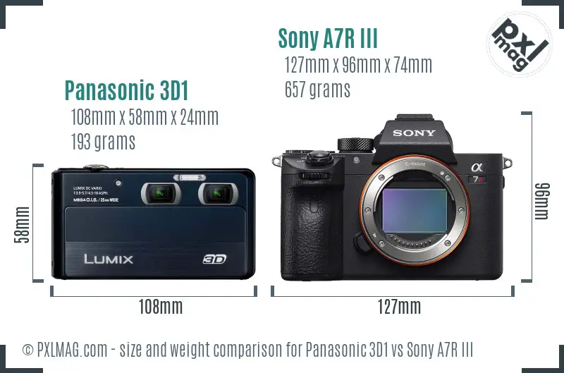 Panasonic 3D1 vs Sony A7R III size comparison