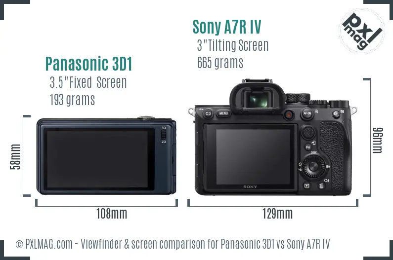 Panasonic 3D1 vs Sony A7R IV Screen and Viewfinder comparison