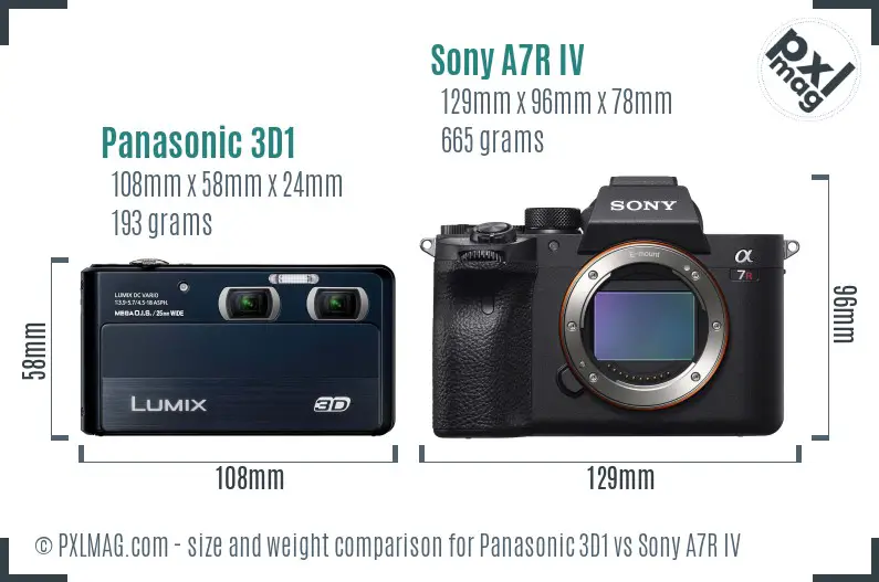 Panasonic 3D1 vs Sony A7R IV size comparison