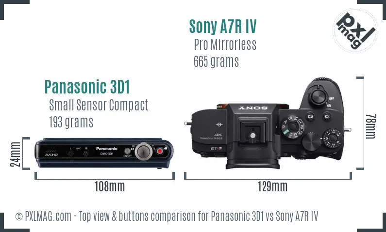 Panasonic 3D1 vs Sony A7R IV top view buttons comparison