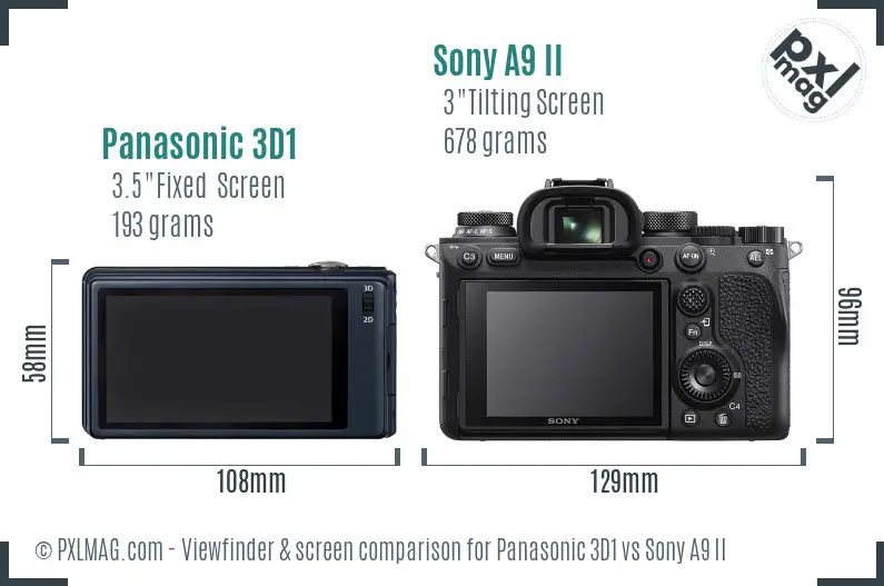 Panasonic 3D1 vs Sony A9 II Screen and Viewfinder comparison